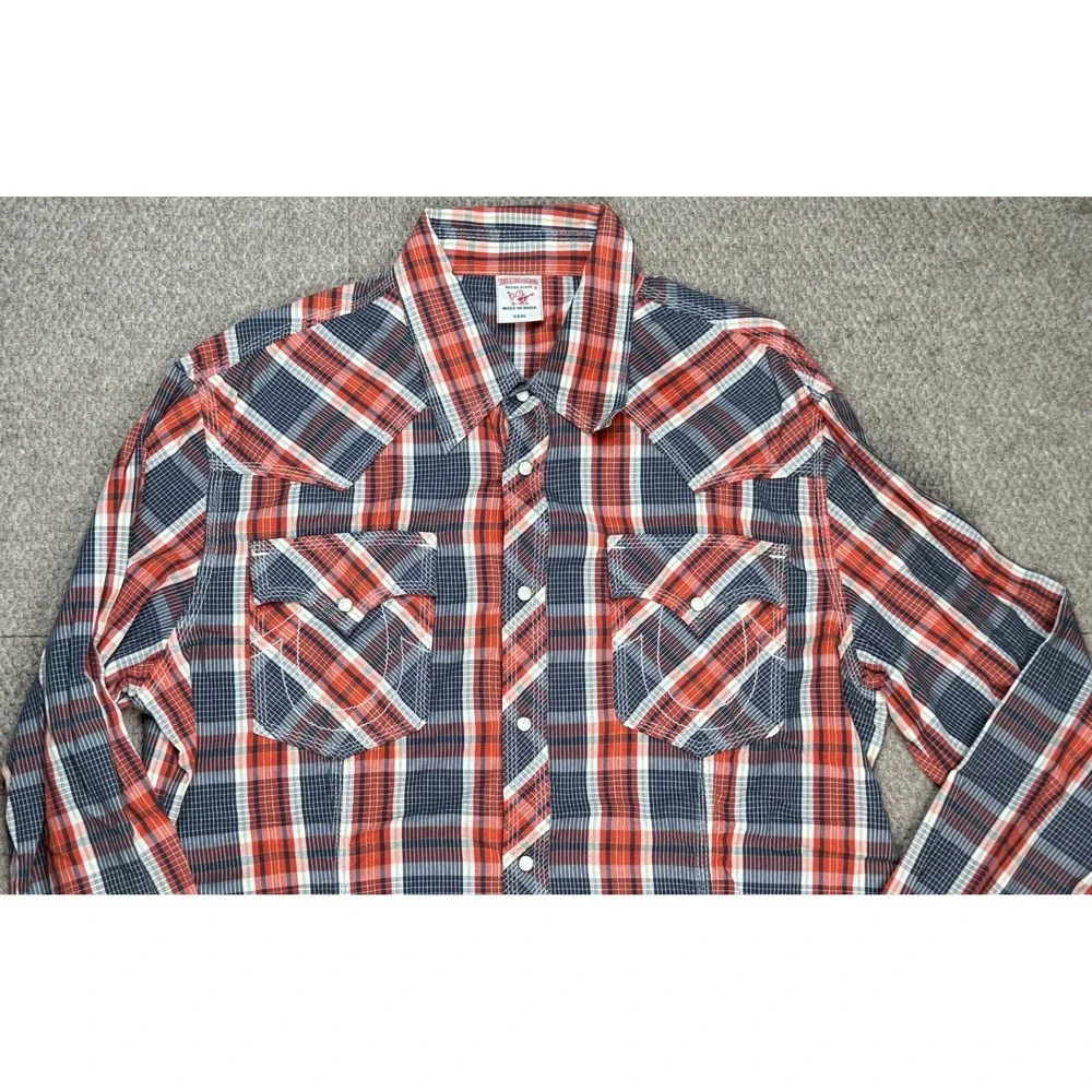 True Religion Men's Button Up Long Sleeve Snap Button Western‎ Shirt Size 3XL